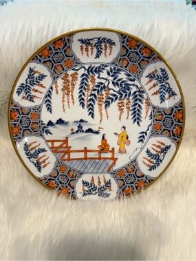 Vintage Original Decorative Imari Quality Signed Ceramic Plate Japanese Geisha